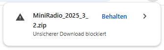 Hinweis das der Download nicht automatisch ausgeführt wurde.